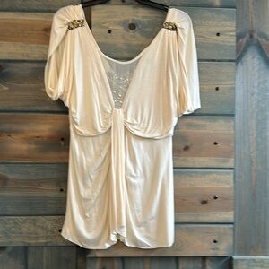 BKE boutique vintage cream and bronze sequin top perfect for the holidays